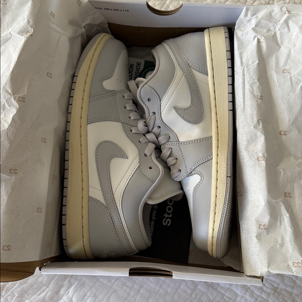 Nike Air Jordan 1 Low Sneakers - Neutral Grey & Coconut Milk - Picture 11 of 13